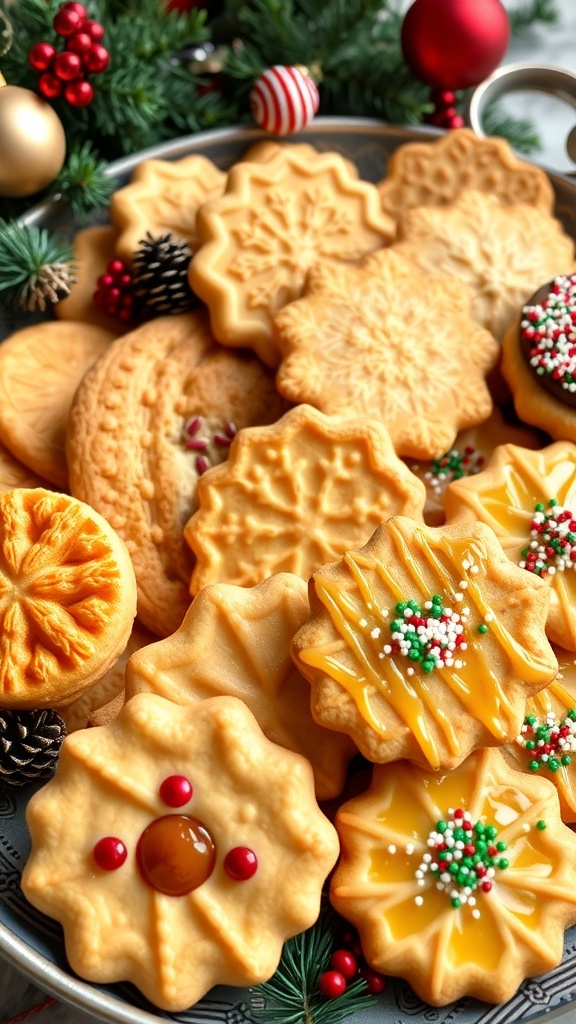 Italian Christmas Cookies Recipe An assortment of Italian Christmas cookies including biscotti, pizzelle, and struffoli on a festive platter.